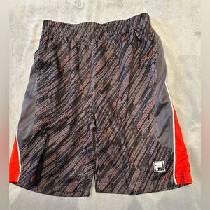 FILA Boys Size Youth 8 Black Grey & Red Athletic Shorts